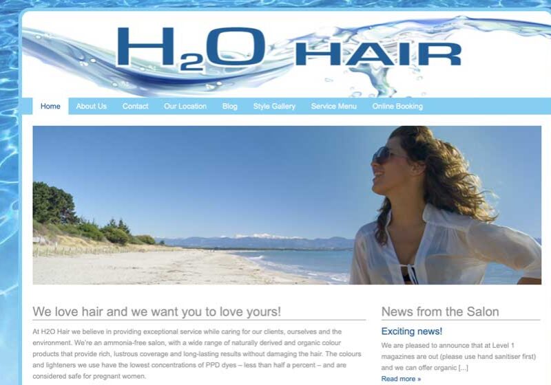H2O hair nelson website design