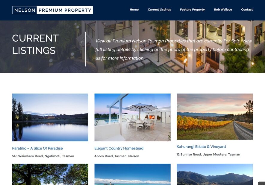 Bayleys Nelson wordpress website layout