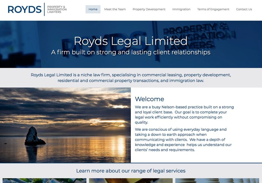 Royds Legal Nelson offices website design