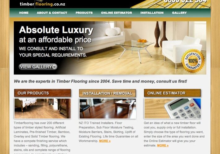 NZ Timber Flooring website design example