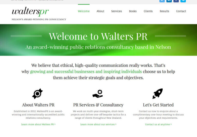 Walters PR nelson wordpress website design